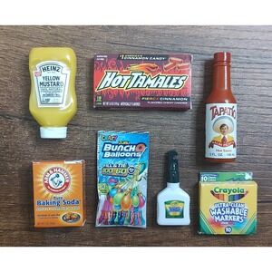 Zuru Mini Brands Lot Of 7 Miniature Toy Collectible Mustard Hot Sauce Crayola